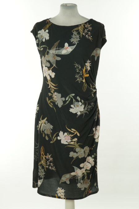 Sukienka drapowana czarna w kwiaty