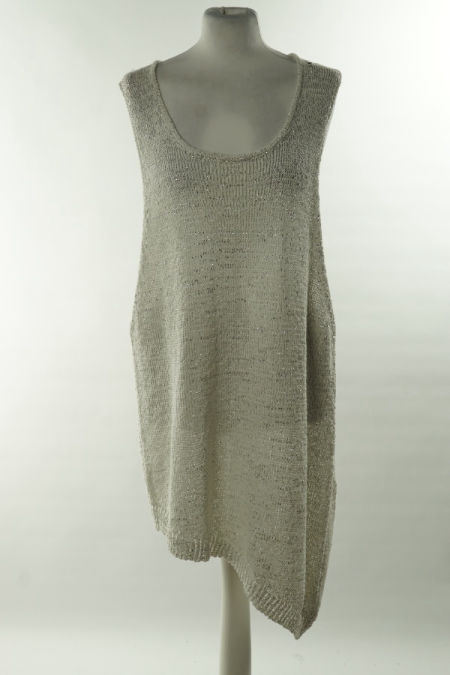 Sukienka biała ze srebrna nitką sweterkowa asymetryczna Next