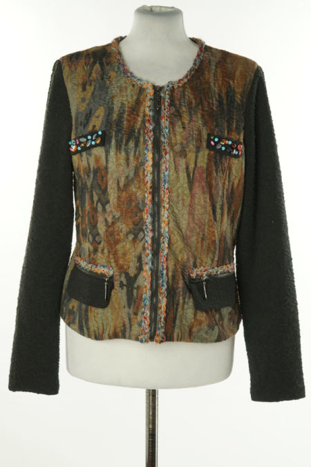 Żakiet brązowo-zielone na suwak