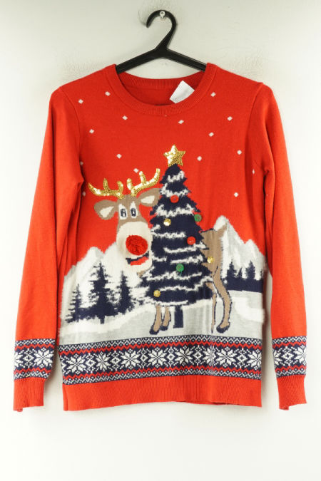 Sukienka sweterkowa czerwona renifer