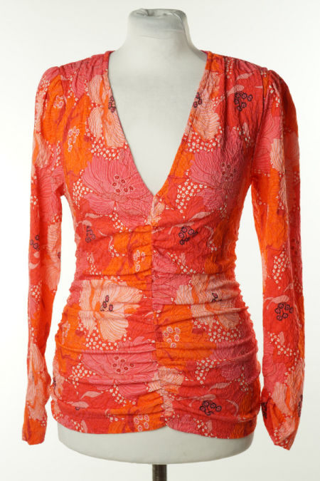 Bluzka czerwono - różowa w kwiaty