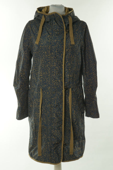 Płaszcz beżowo-granatowy w ciapki