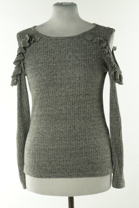 Bluzka sweterkowa szara melanż z odkrytymi ramionami