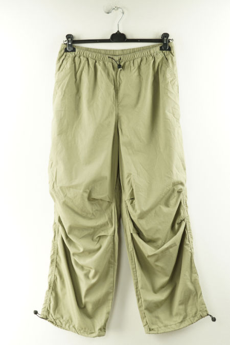 Spodnie zielone bawełniane ze ściągaczami na nogawkach H&M