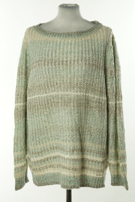 Sweter biało - zielony melanż