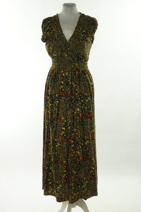 Sukienka zielona w żółto-czarne ciapki