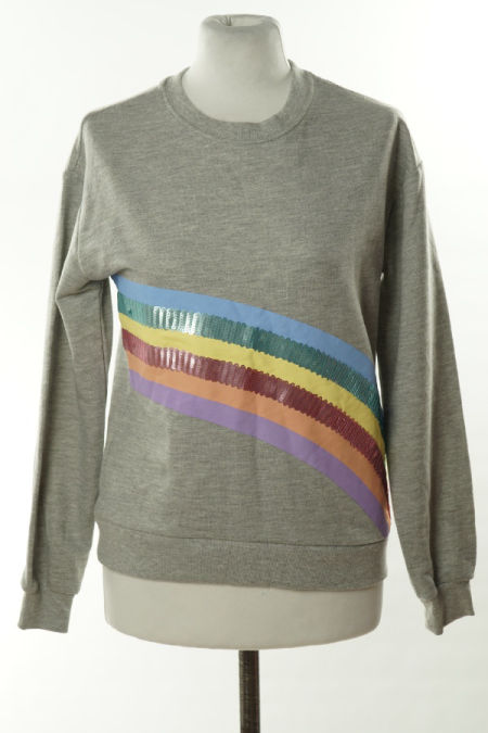 Bluza szara w kolorowe paski z cekinami