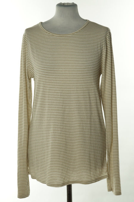 Bluzka biała w beżowe paski połyskujące