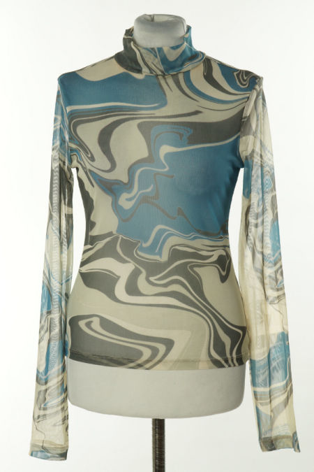 Bluzka niebiesko-beżowa siateczkowa