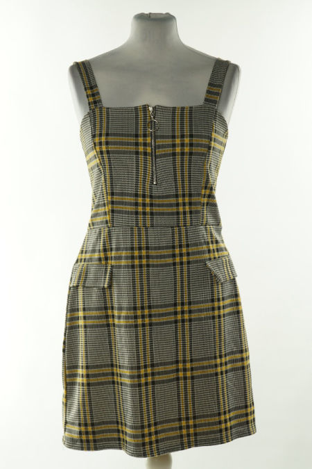 Sukienka czarno-żółta w kratkę