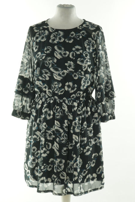 Sukienka czarna w szare kwiatki