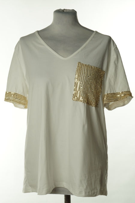 Koszulka biała ze złotą kieszonką