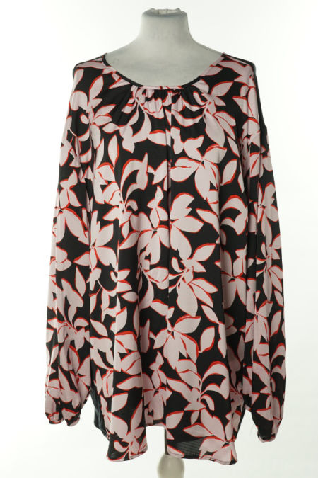 Bluzka  czarna w duże różowe kwiaty