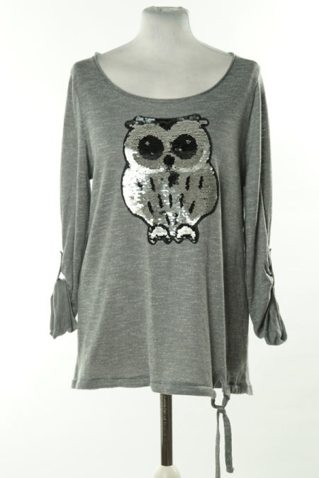 Sweter cienki szary sowa