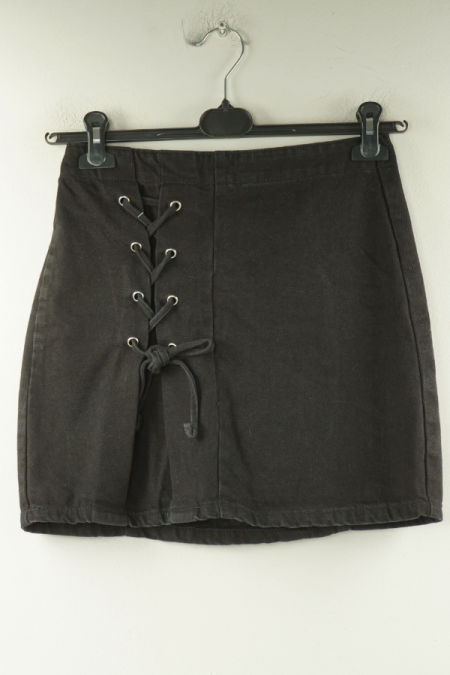 Spódnica czarna jeansowa z wiązaniem