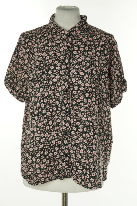 Koszula czarna w różowe kwiatki