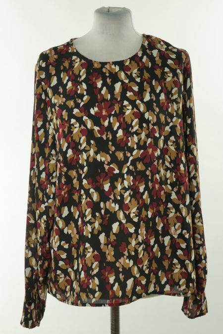 Bluzka czarna z bordowo-beżowe ciapki