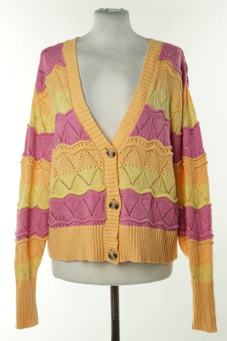 Kardigan żółto-różowy