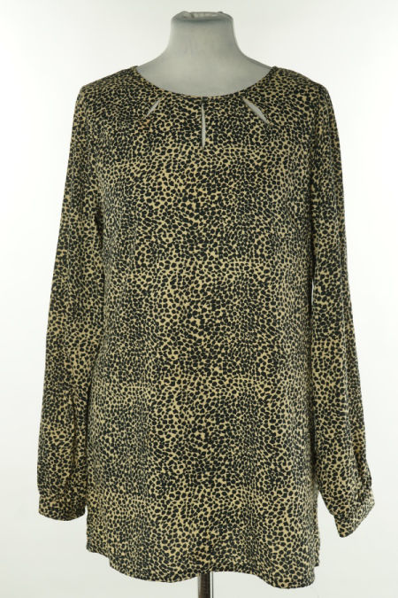 Bluzka beżowa w czarne ciapki