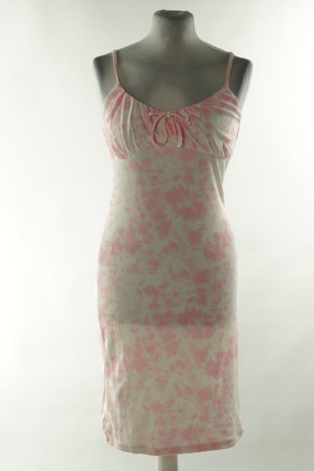 Sukienka różowo - biała prążkowana