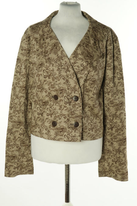 Żakiet beżowo-brązowy krótki wzorzysty
