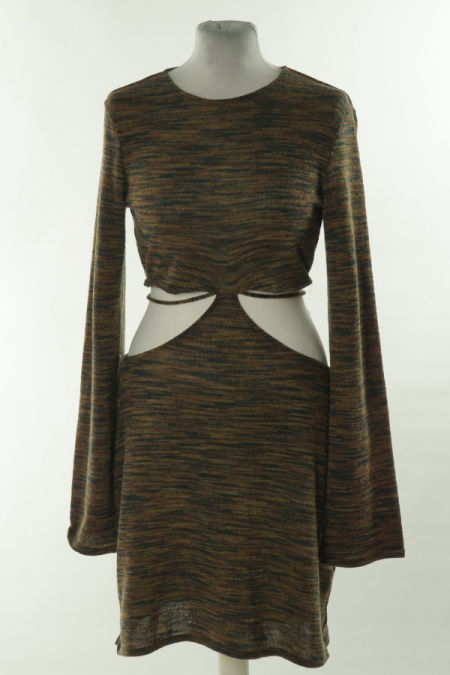 Sukienka z wycięciem sweterkowa brązowa