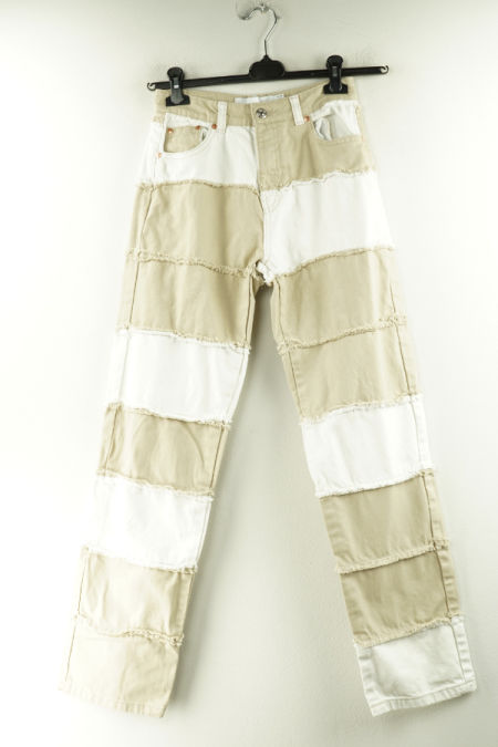 Spodnie biało-niebieskie beżowe