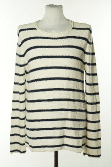 Sweter biały w granatowe paski