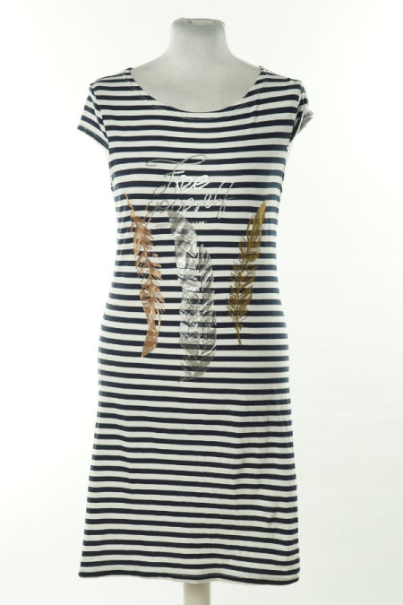 Koszula nocna biało-granatowa w paski