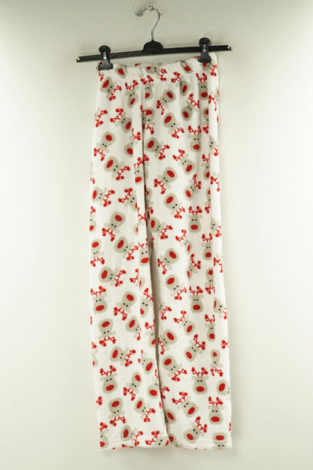 Spodnie piżamowe świąteczne białe w renifery
