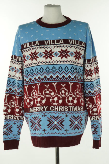 Sweter niebiesko - bordowy z motywem świątecznym