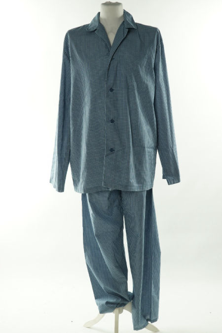 Piżama męska biało-niebieska w kratkę