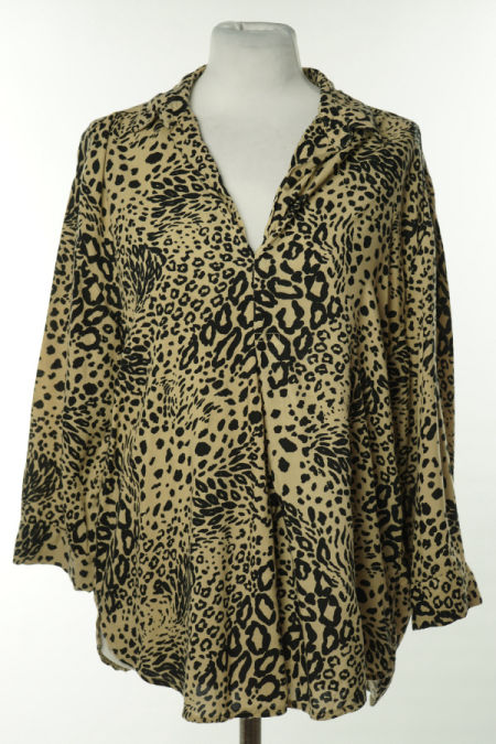 Bluzka beżowa w czarne cętki, 100% wiskoza, Primark