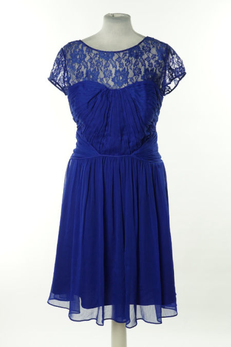 Sukienka niebieska z koronkową górą