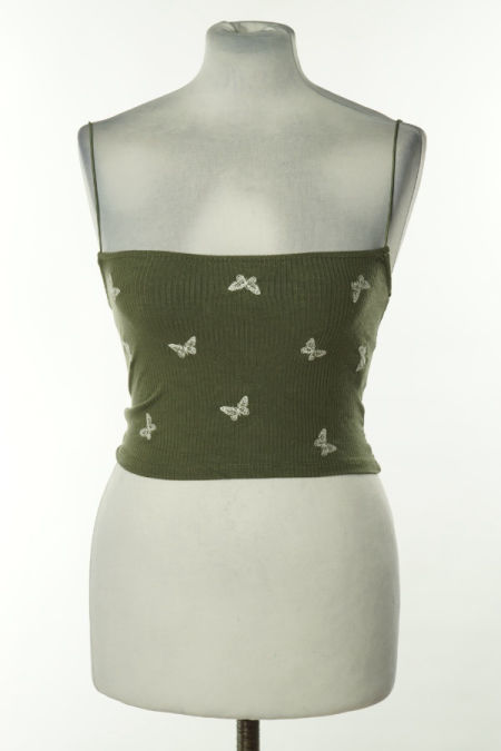Top zielony prążkowany w motyle
