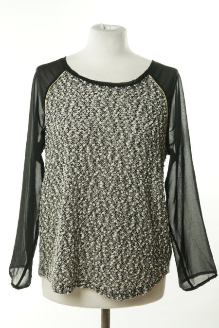 Bluzka biało-czarna z długim rękawem