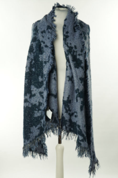 Szal granatowo - fioletowy z frędzlami