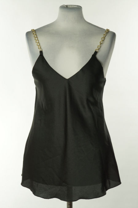 Bluzka czarna z łańcuszkowymi ramiączkami