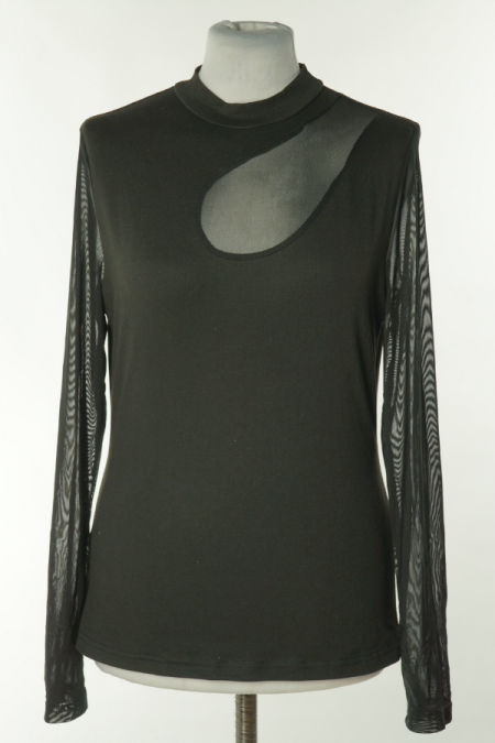 Bluzka czarna z siateczkowymi wstawkami