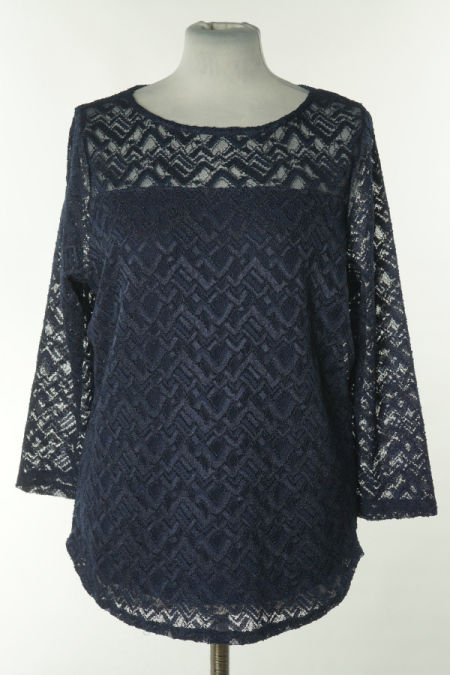 Bluzka granatowa z koronkowym wierzchem
