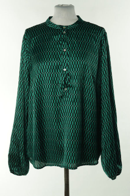Bluzka zielono-czarna wzorzysta