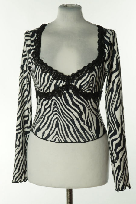 Top biało - czarny z koronką