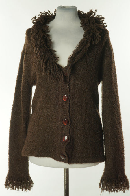 Kardigan brązowy z frędzlami