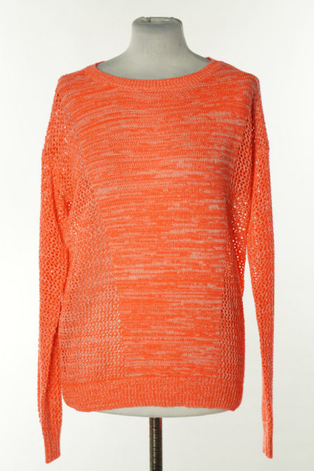Sweter pomarańczowy neonowy ażurowy