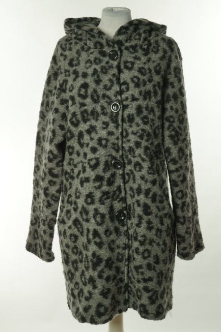 Płaszcz bez podszewki cienki szary w czarne cętki(80&WEŁNA)