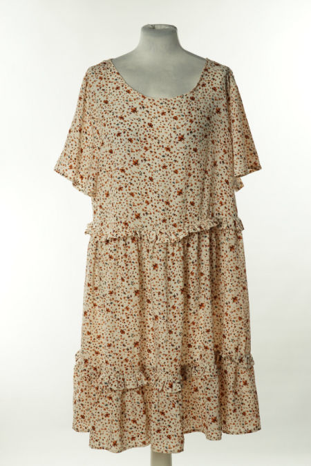 Sukienka biała w brązowe kwiaty