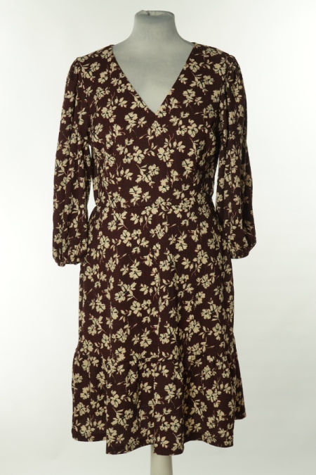 Sukienka bordowa w białe kwiaty