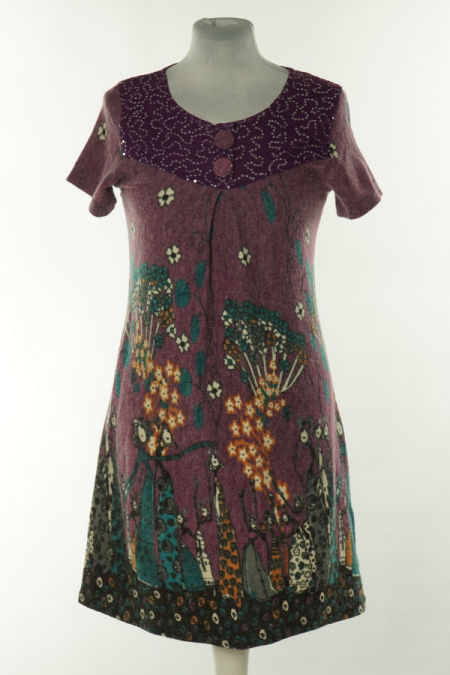 Sukienka fioletowa wzorzysta