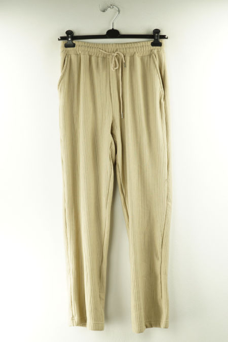 Spodnie dresowe beżowe prążkowane 