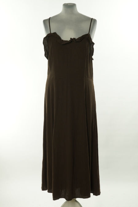 Sukienka czekoladowa na cienkich ramiączkach